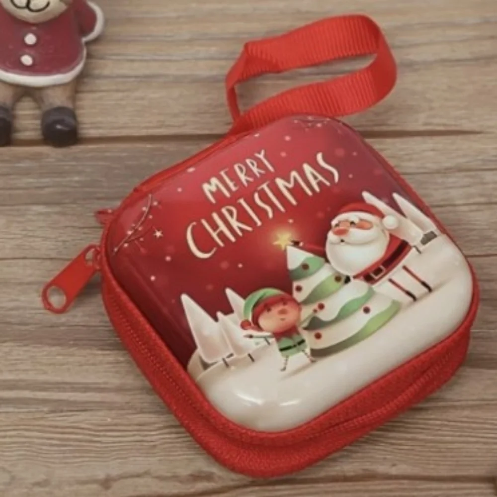 New Christmas Decorated Tin Coin Purse, Santa, elf, Christmas tree Holiday T1MIS